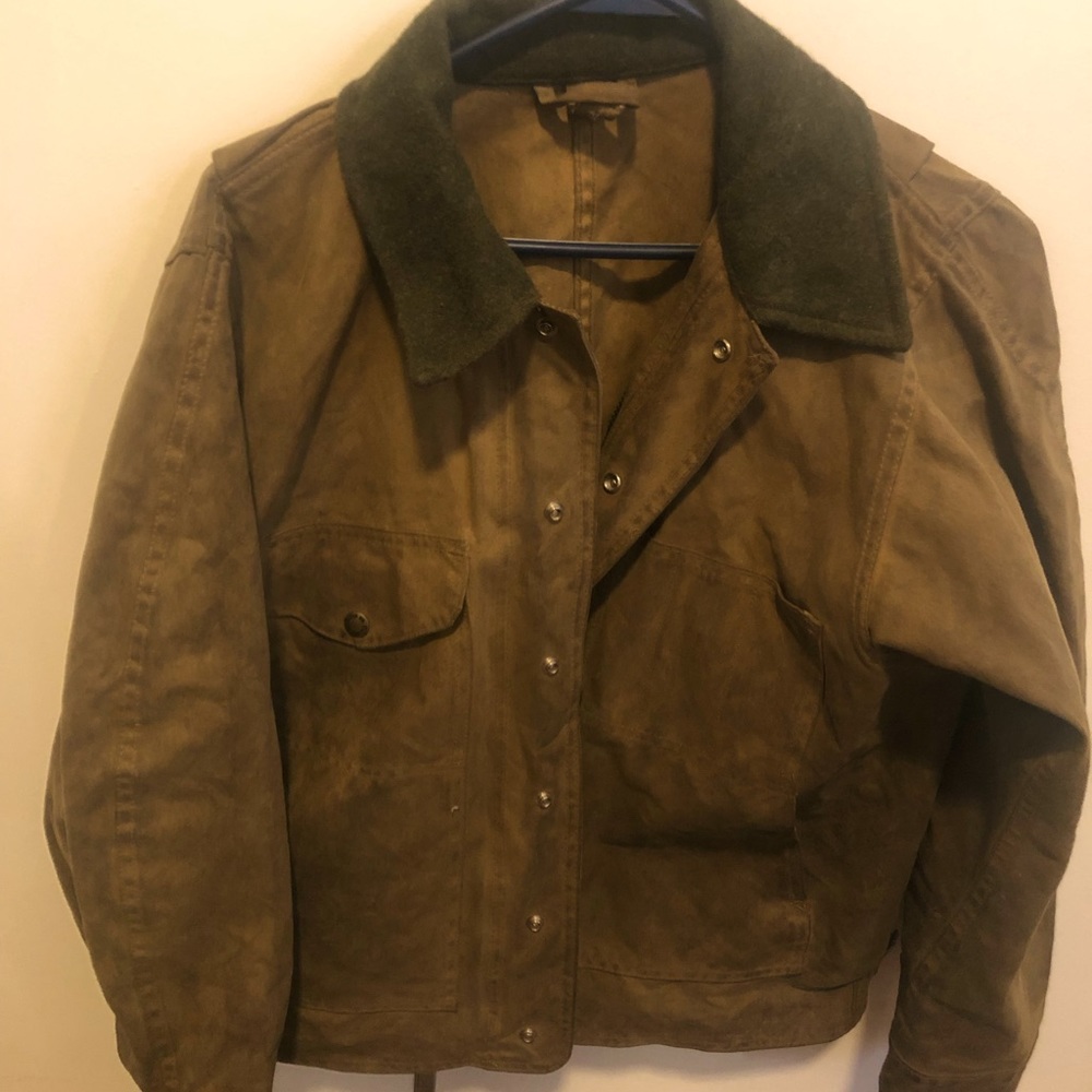 Genuine vintage unlined Filson’s tin cloth jacket.